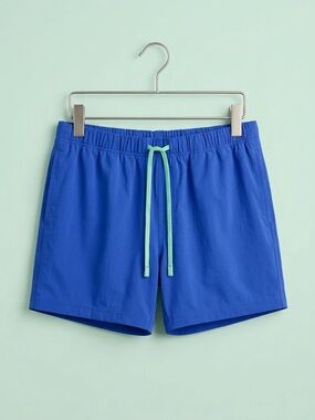 Fabletics Men's Athletic Shorts in Royal Blue with Mint Drawstring